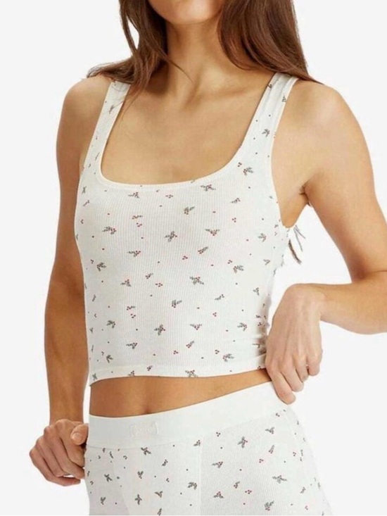 SKIMS Tops - SKIMS White Mistletoe Ribbed Scoop Neck Sleep Tank
